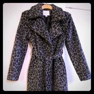 Long leopard print trench coat